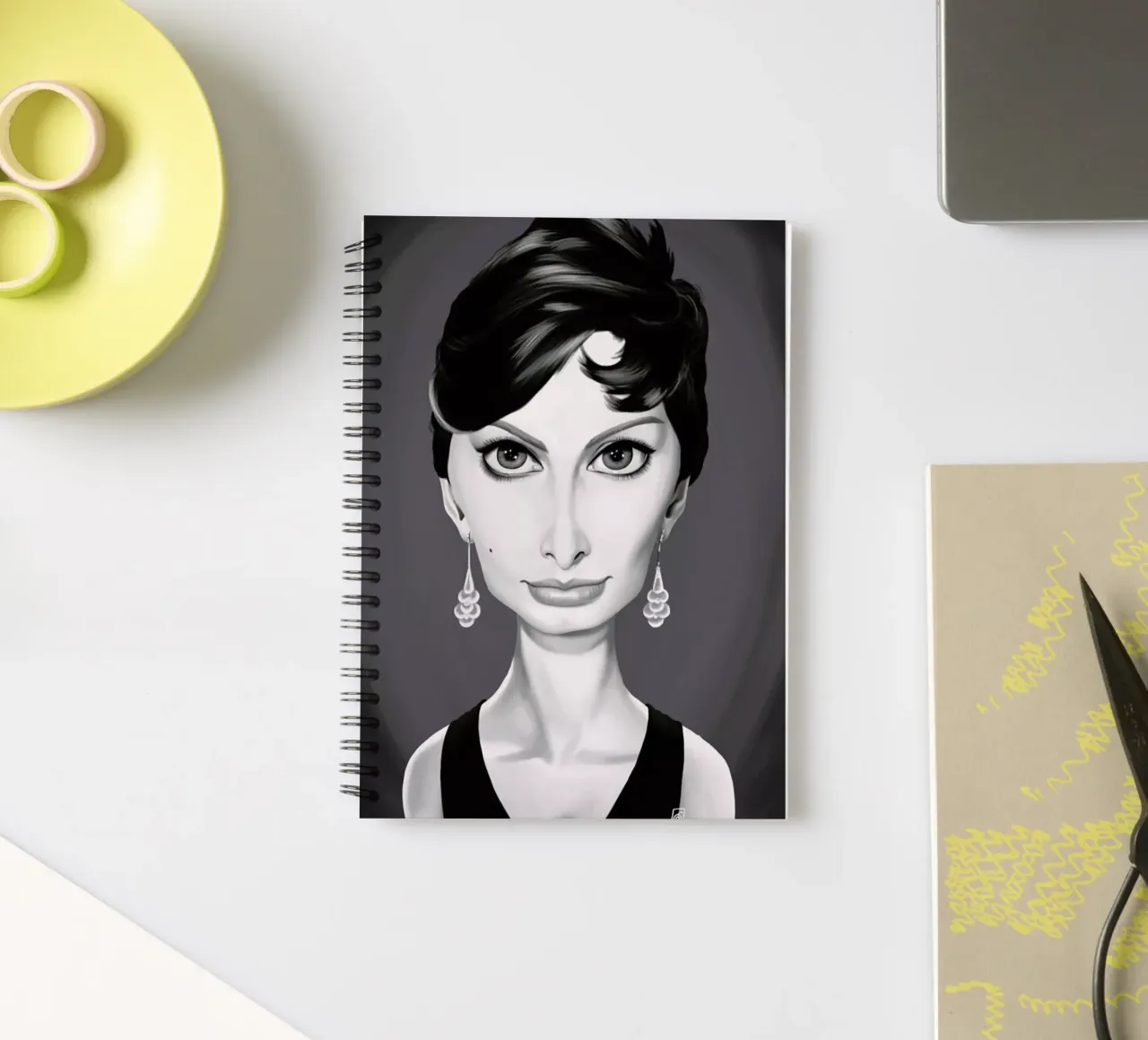 Sophia Loren spiral notebook by Rob Art | Illustration
