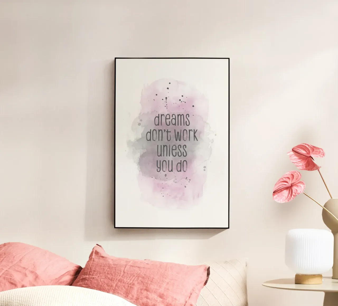 Los sueños no funcionan a menos que hagas | acuarela rosa metacrilato de Melanie Viola