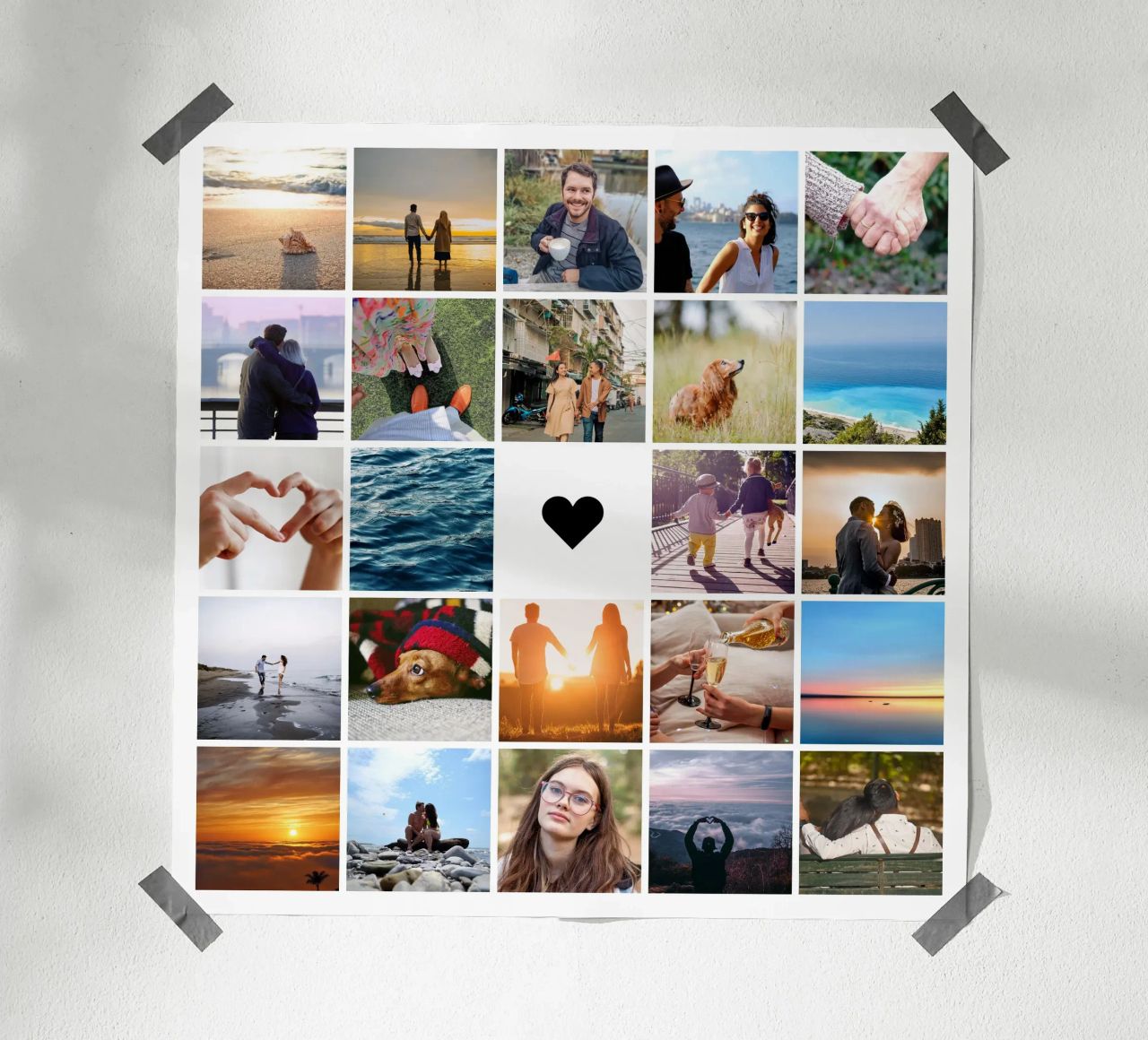 Quadratische Collage mit Herz Poster von Katja Stehle Design