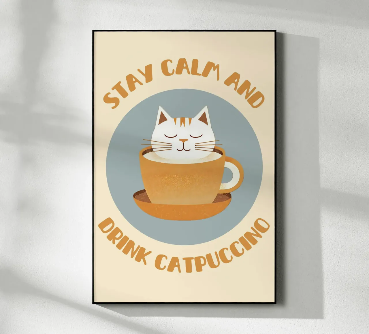 Stay calm and drink catpuccino - cute & funny cappuccino cat acrylic glass by Punderful Day