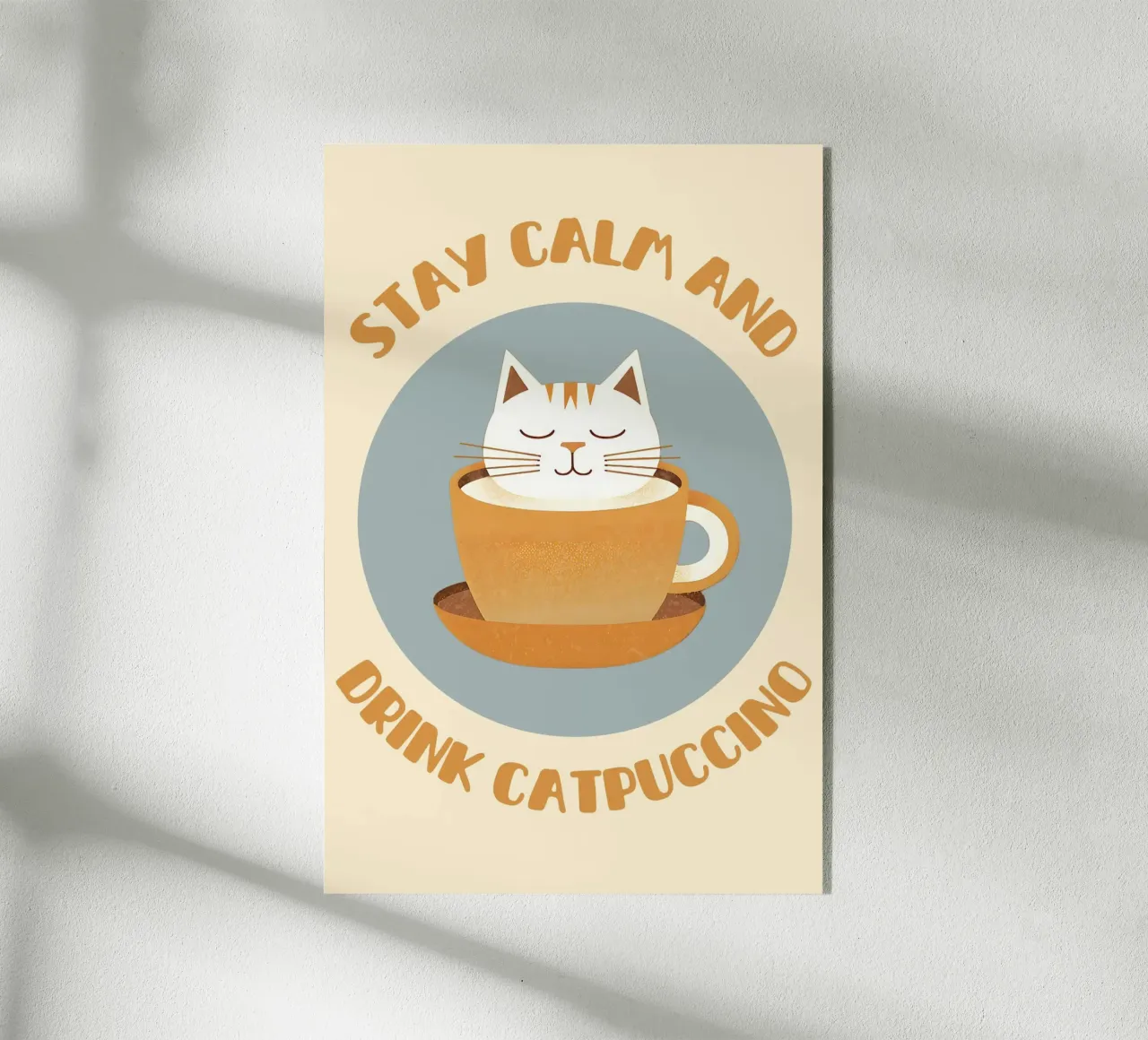 Stay calm and drink catpuccino - cute & funny cappuccino cat acrylic glass by Punderful Day
