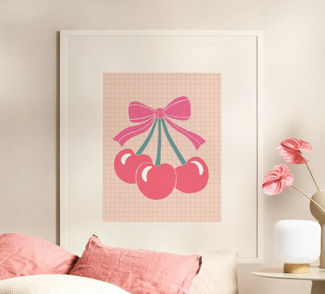 Cherries with Bow – Retro Sweetness poster da Claudia S. Design