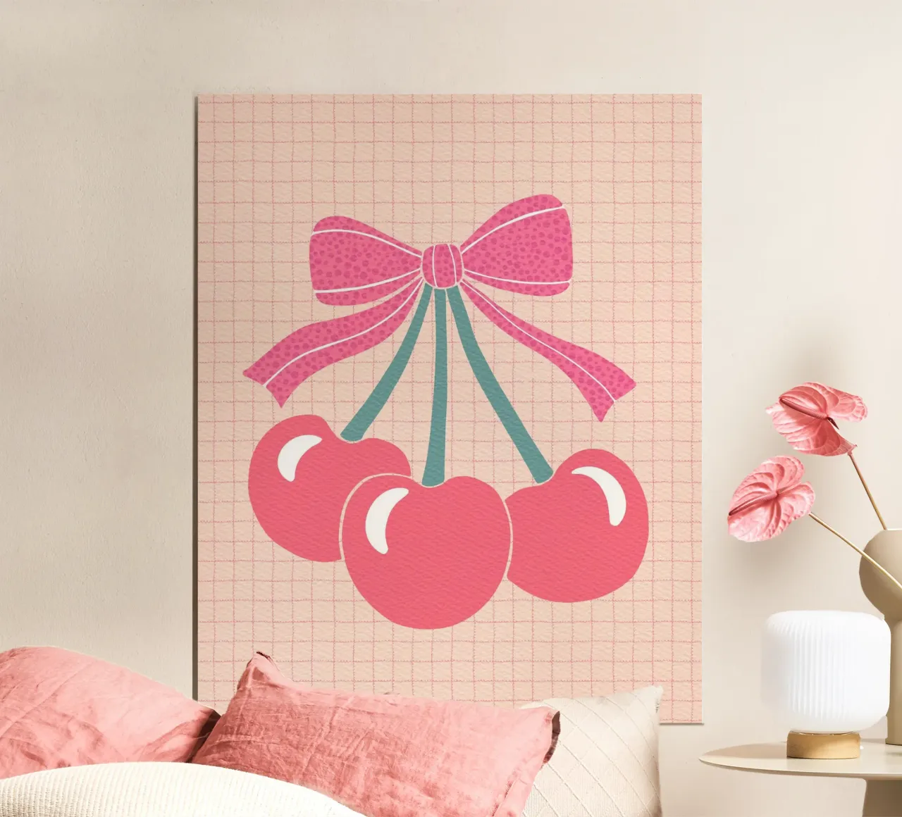 Cherries with Bow – Retro Sweetness poster da Claudia S. Design