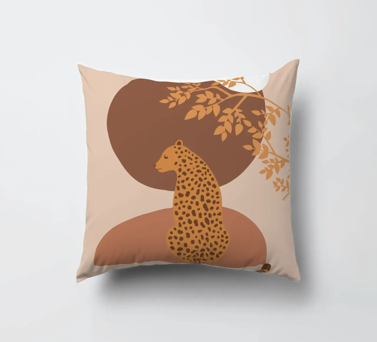 Neutral Cheetah Mid Century Art decorative cushion by pdigitalprints