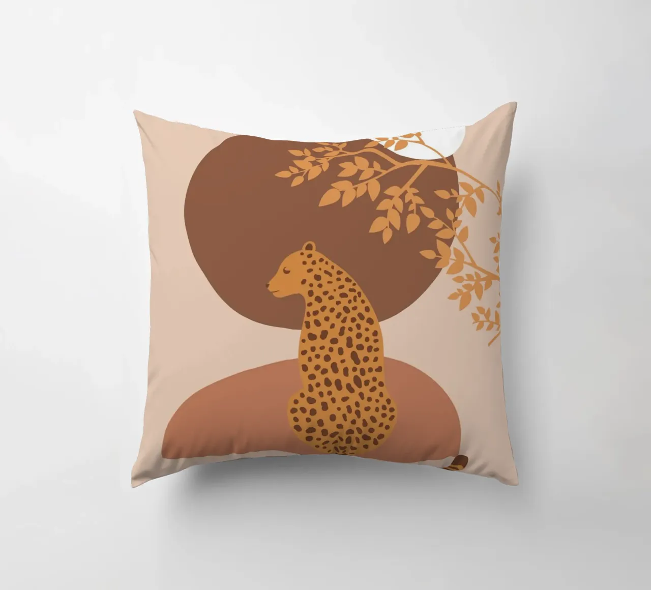 Neutral Cheetah Mid Century Art decorative cushion by pdigitalprints