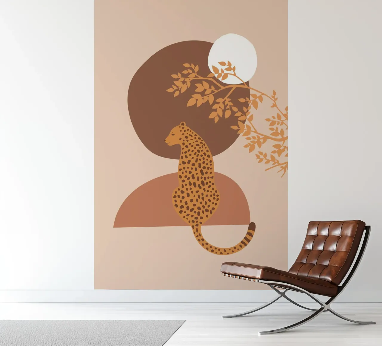 Neutral Cheetah Mid Century Art photo wallpaper by pdigitalprints