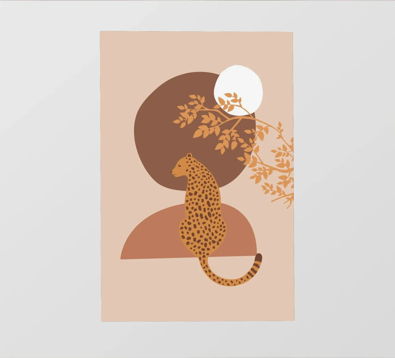 Neutral Cheetah Mid Century Art photo wallpaper by pdigitalprints