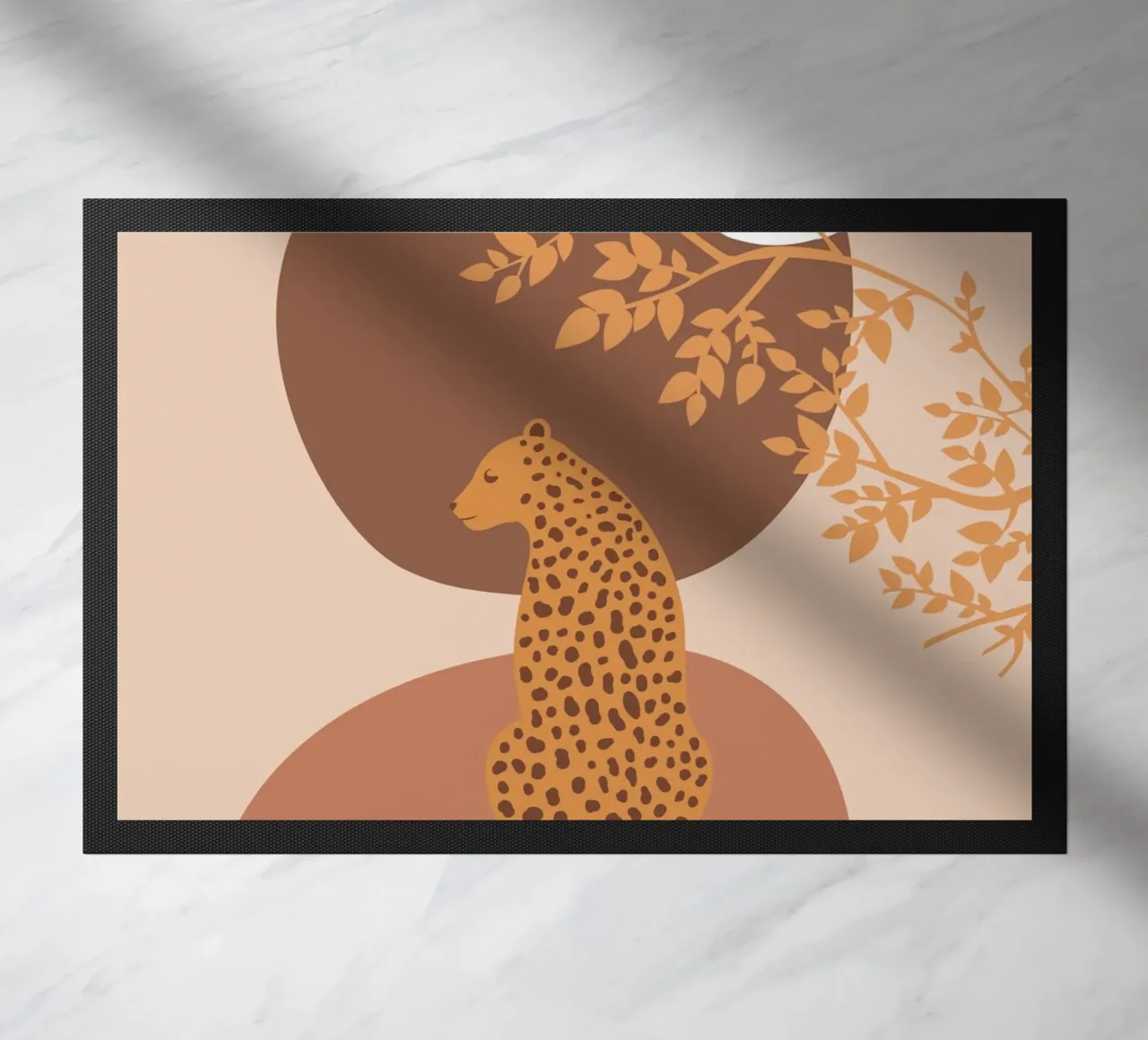 Neutral Cheetah Mid Century Art doormat by pdigitalprints