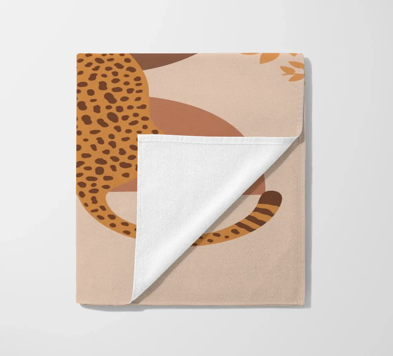 Neutral Cheetah Mid Century Art beach towel by pdigitalprints