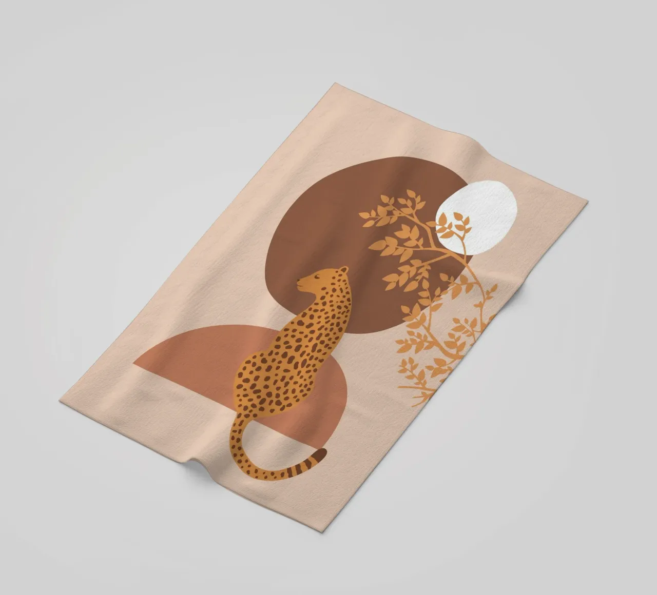 Neutral Cheetah Mid Century Art beach towel by pdigitalprints