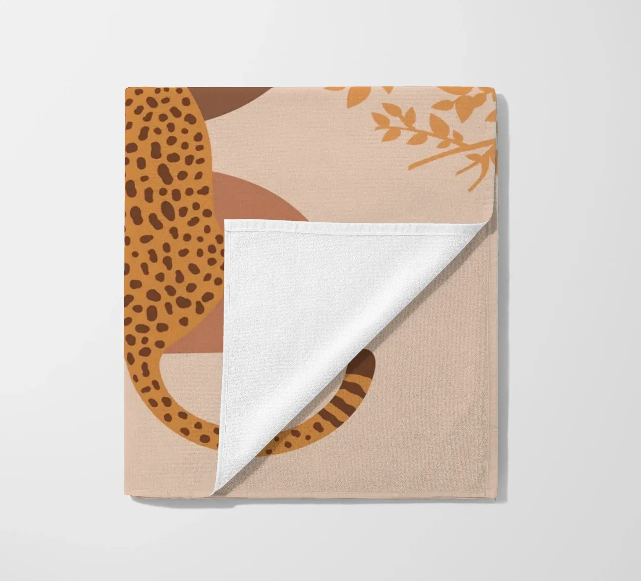 Neutral Cheetah Mid Century Art beach towel by pdigitalprints