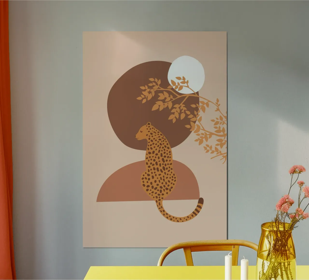 Neutral Cheetah Mid Century Art poster by pdigitalprints