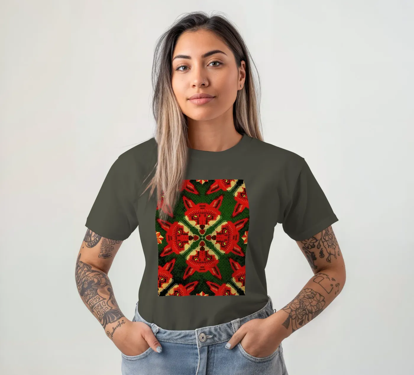 Geometric Fox Pattern t-shirt da Chobopop