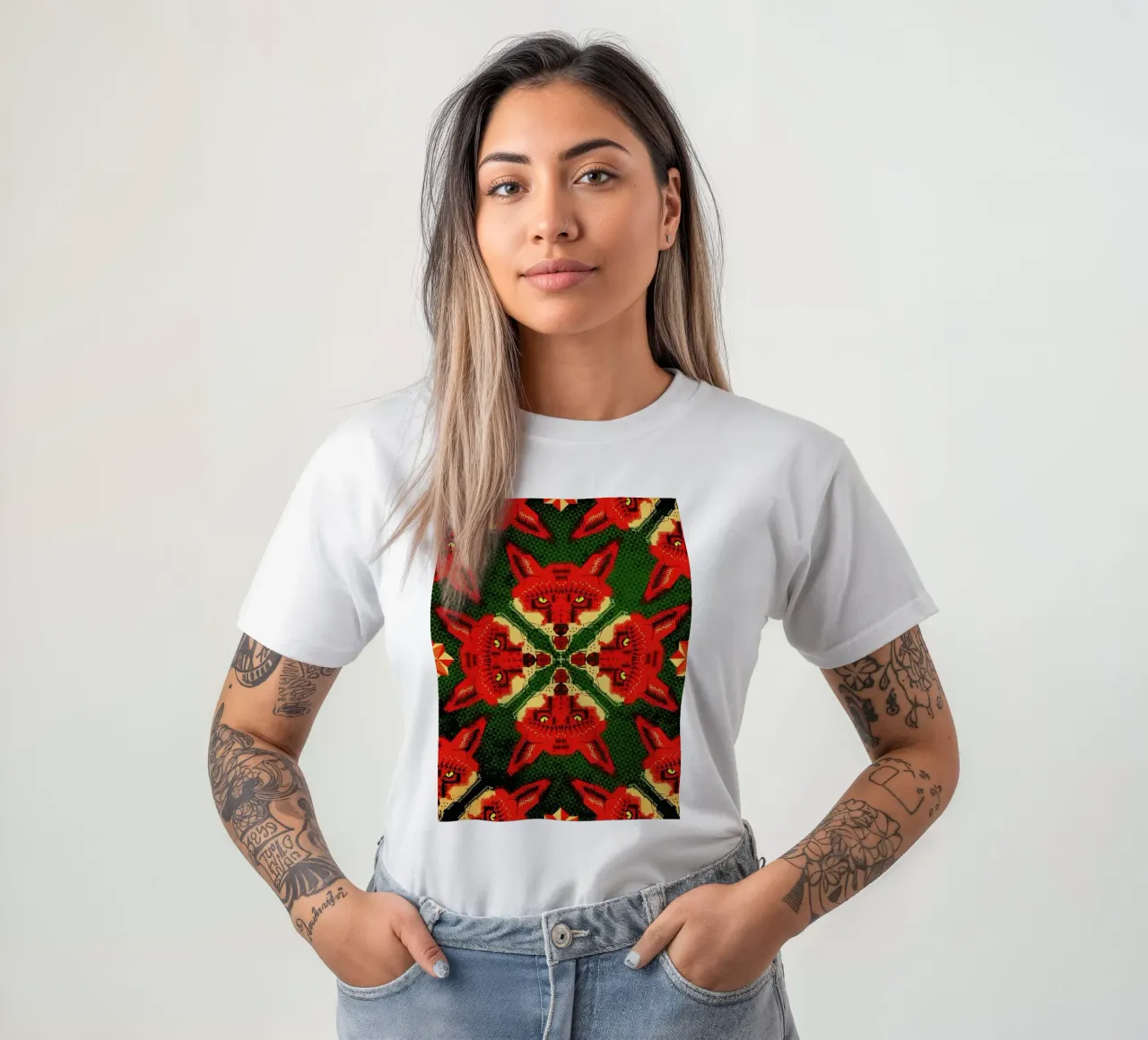 Geometric Fox Pattern t-shirt da Chobopop