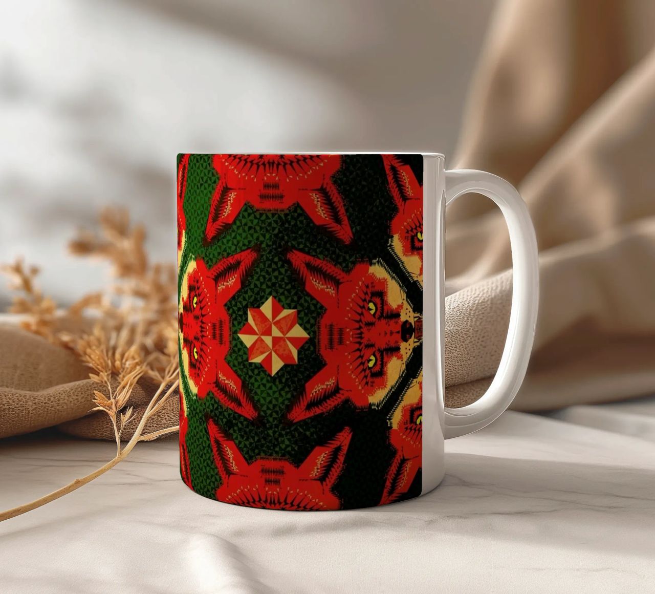 Geometric Fox Pattern taza de cerámica de Chobopop