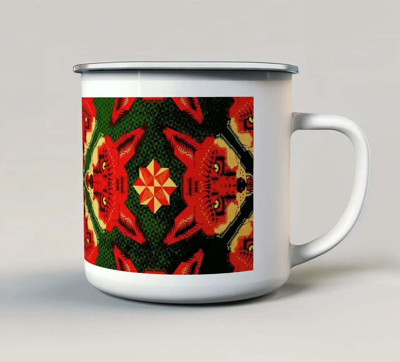 Geometric Fox Pattern emaille mok van Chobopop