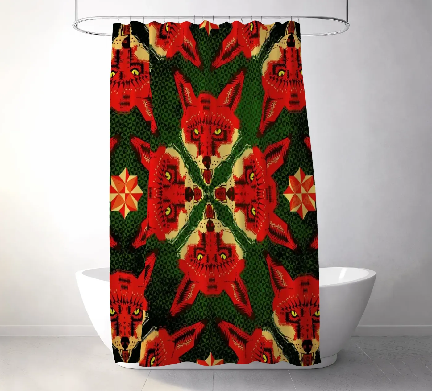 Geometric Fox Pattern Duschvorhang von Chobopop