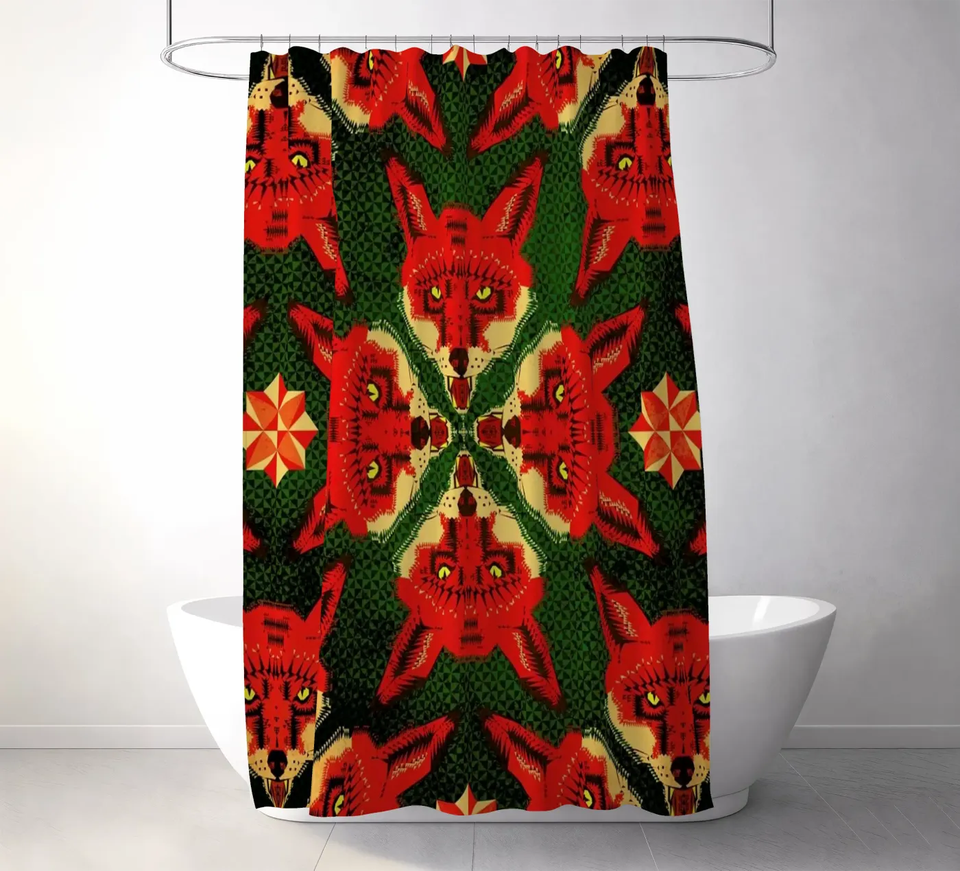 Geometric Fox Pattern Duschvorhang von Chobopop