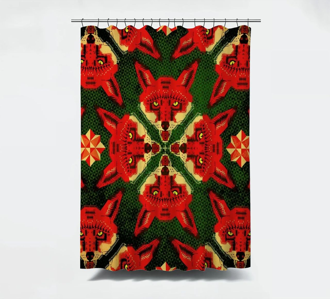 Geometric Fox Pattern cortina de baño de Chobopop