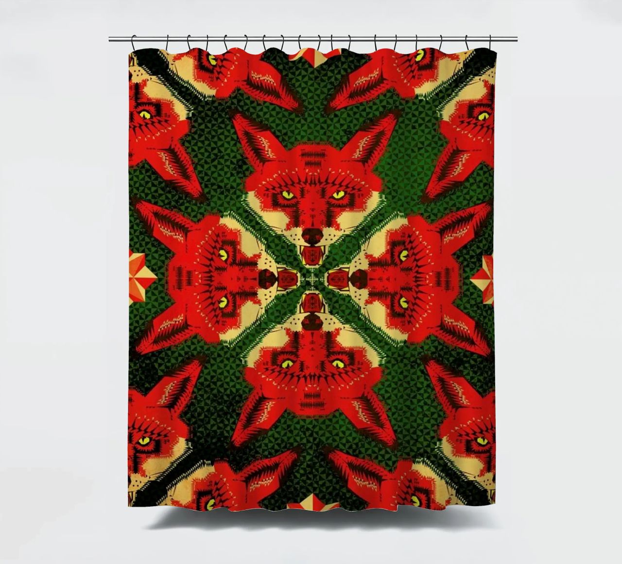 Geometric Fox Pattern cortina de baño de Chobopop