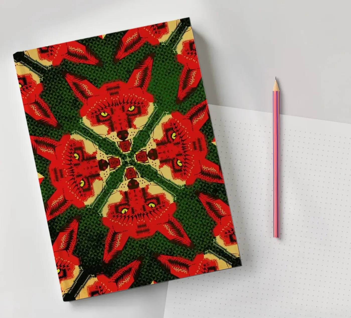 Geometric Fox Pattern notebook by Chobopop