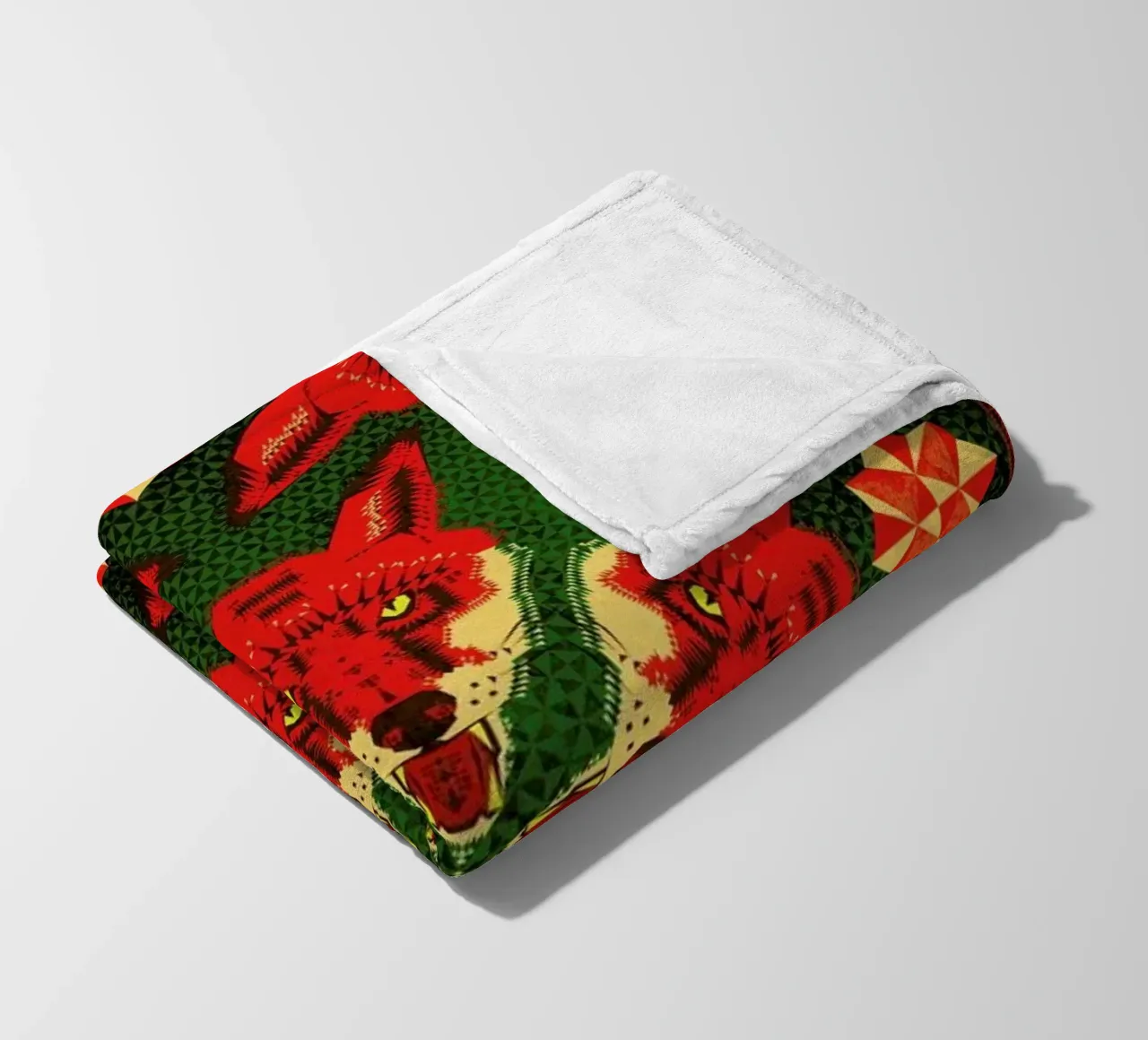 Geometric Fox Pattern Fleecedecke von Chobopop