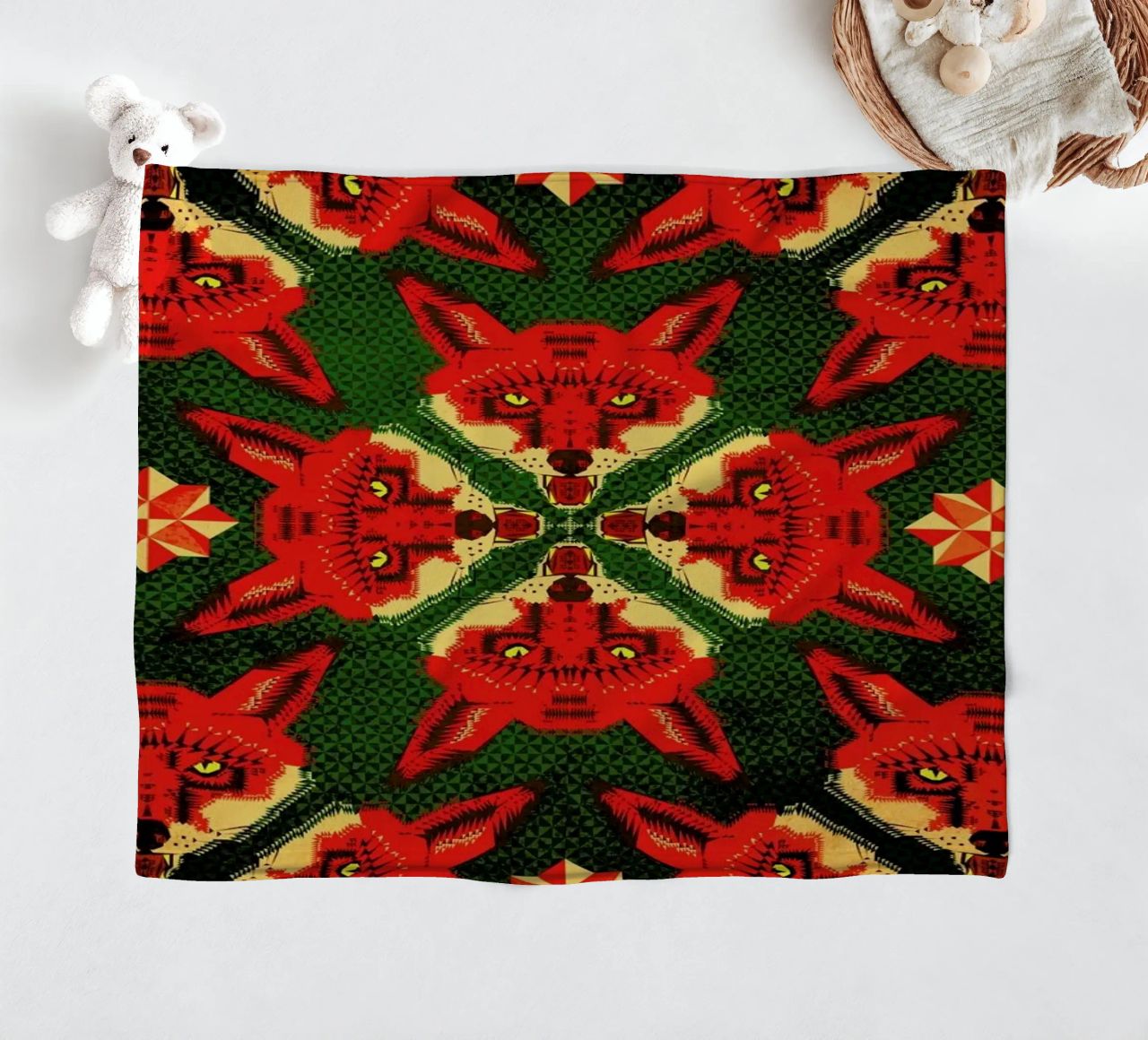 Geometric Fox Pattern fleecedeken van Chobopop