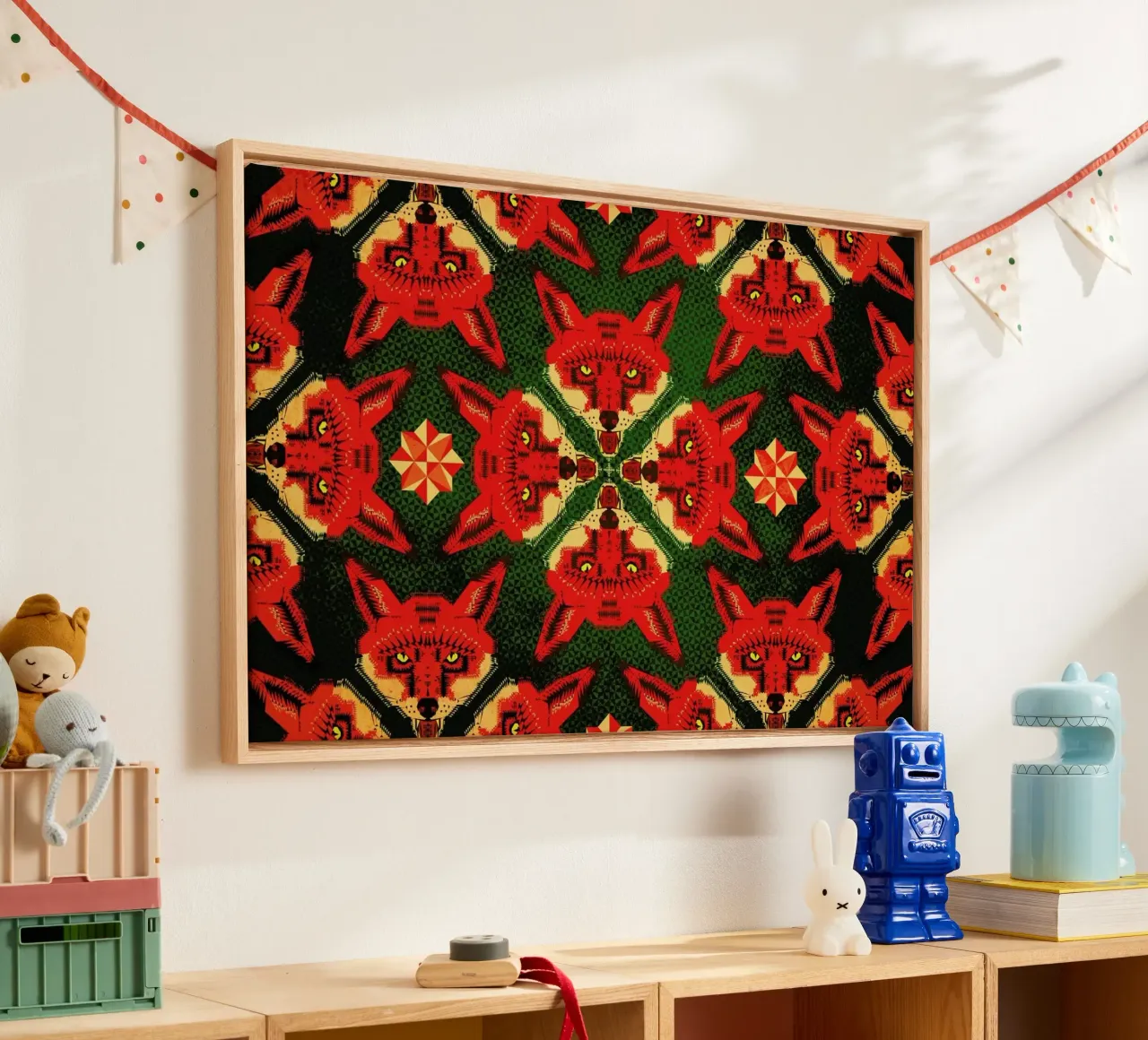 Geometric Fox Pattern tela da Chobopop