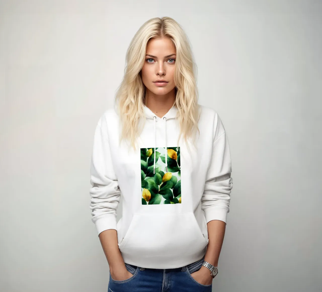 Foglie verdi tropicali felpa con cappuccio da Justyna Jaszke JBJart