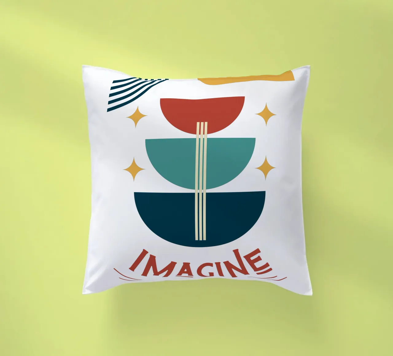 Imagine - arte astratta geometrica colorata cuscino da Happy Mind Art