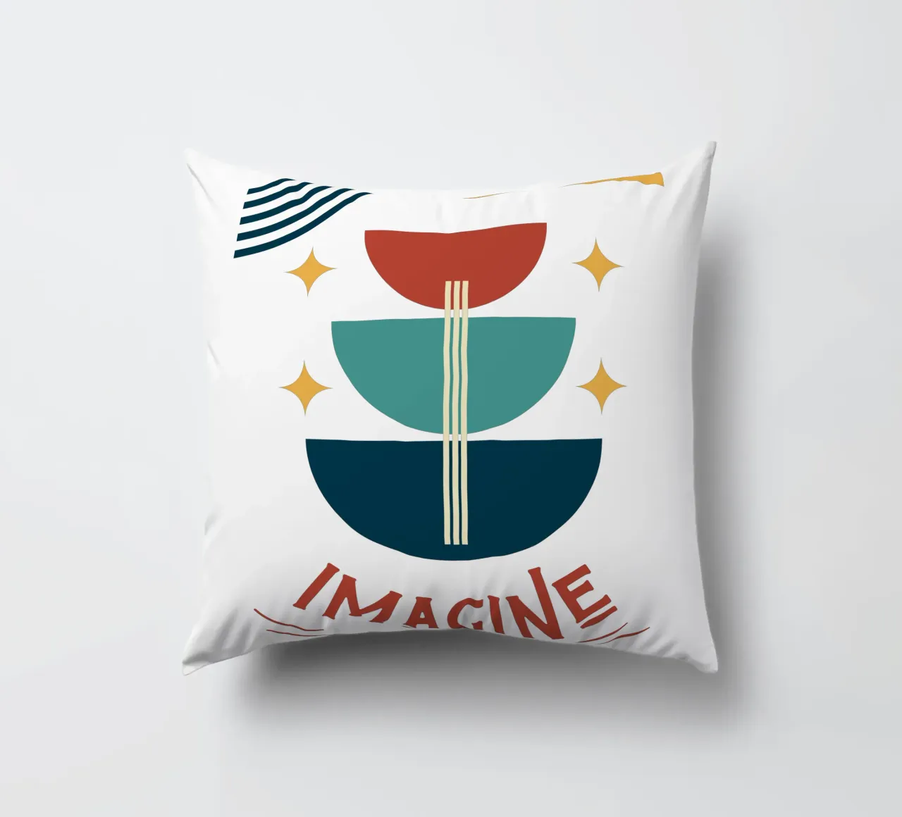 Imagine - arte astratta geometrica colorata cuscino da Happy Mind Art