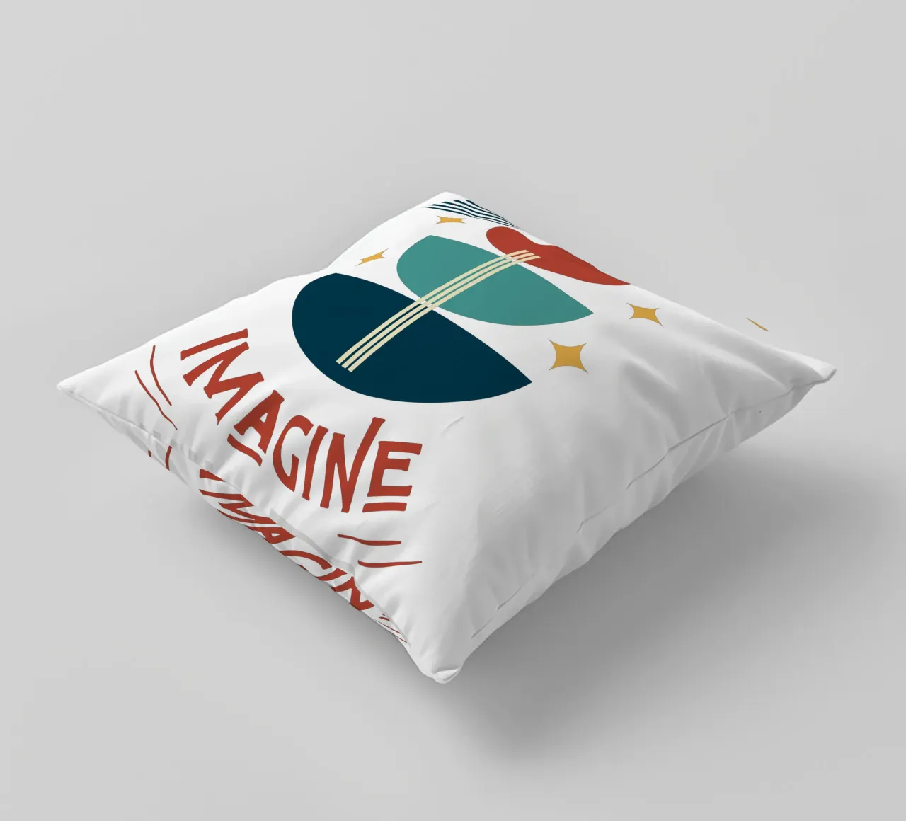 Imagine - arte astratta geometrica colorata cuscino da Happy Mind Art