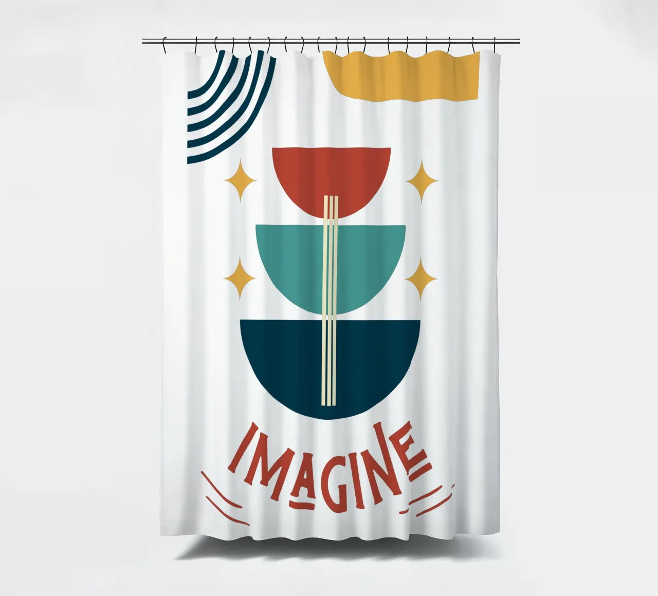 Imagine - arte astratta geometrica colorata tenda da doccia da Happy Mind Art