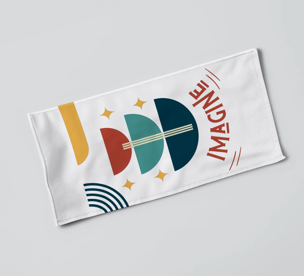 Stel je voor - kleurrijke geometrische abstracte kunst badhanddoek van Happy Mind Art