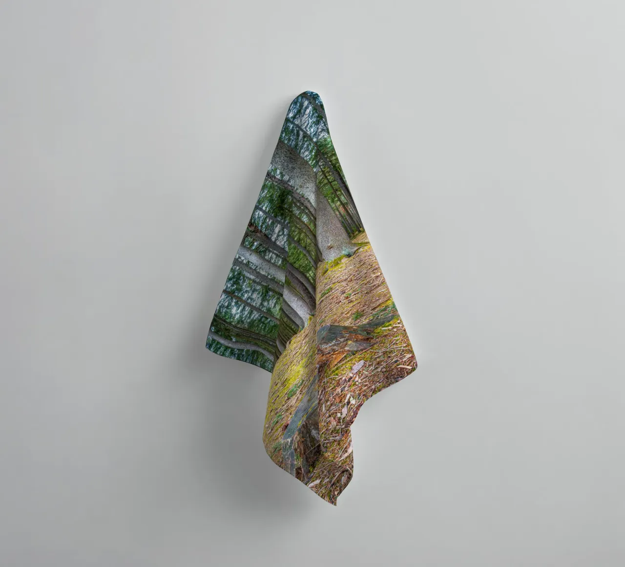Tree stump in a dense coniferous forest towel by Marcus Beckert | Fotografie