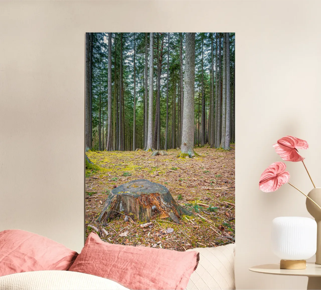 Ceppo di albero in una fitta foresta di conifere carta hahnemühle da Marcus Beckert | Fotografie