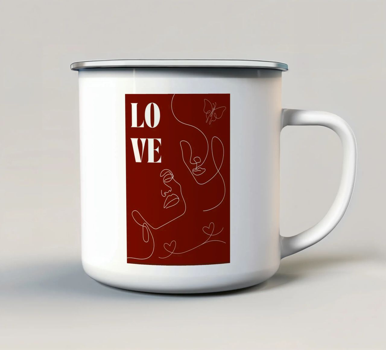 Amore - bellissima line art tazza in smalto da Happy Mind Art