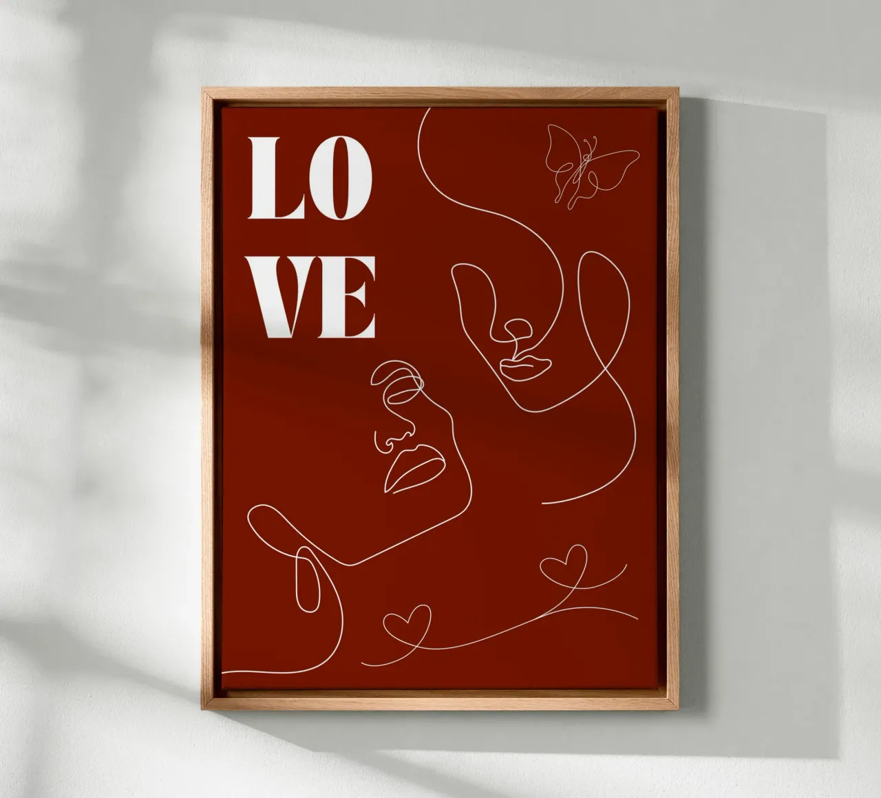 L'amour - un beau dessin au trait toile avec Caisse américaine de Happy Mind Art
