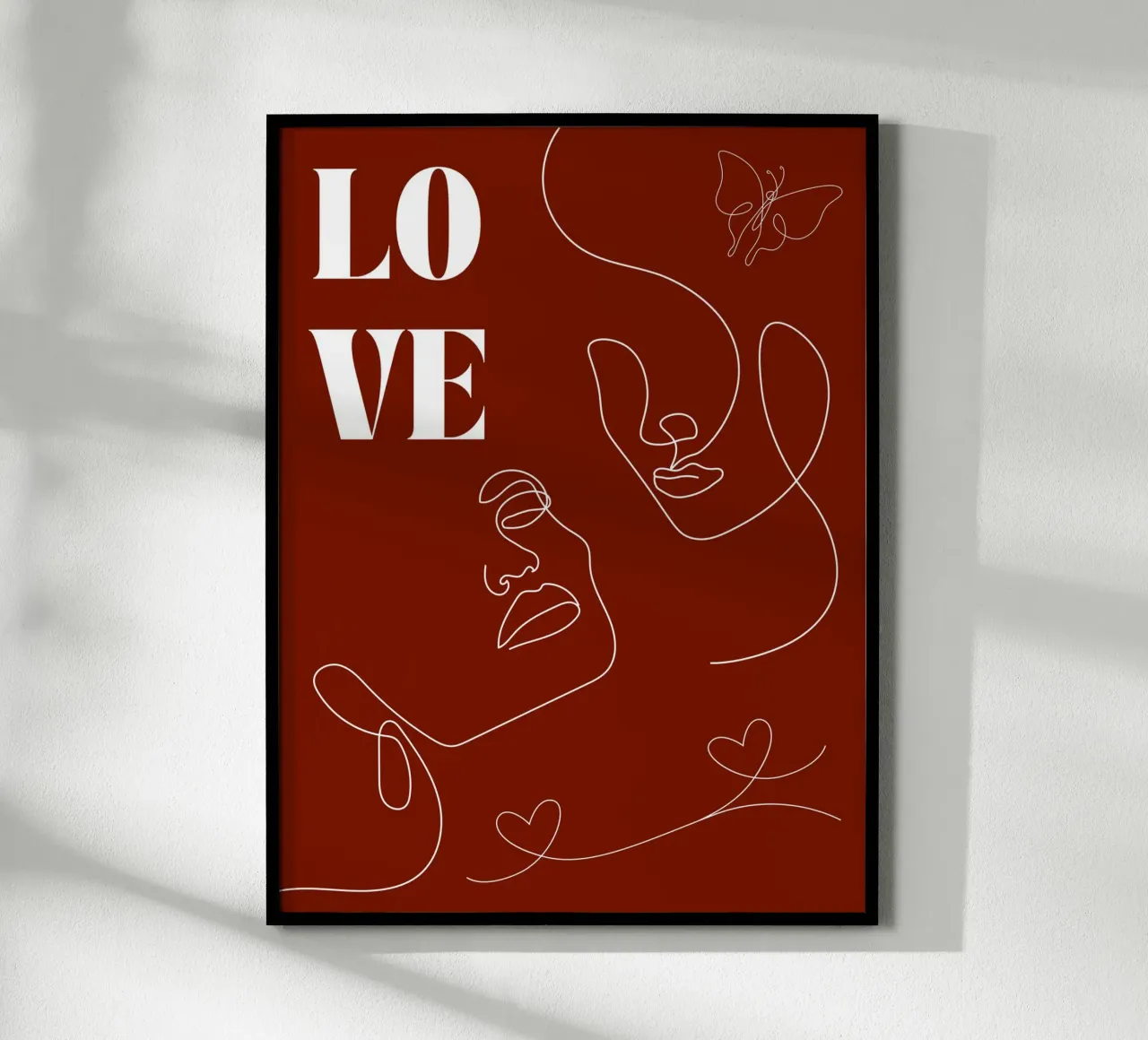 L'amour - un beau dessin au trait poster avec cadre en aluminium de Happy Mind Art