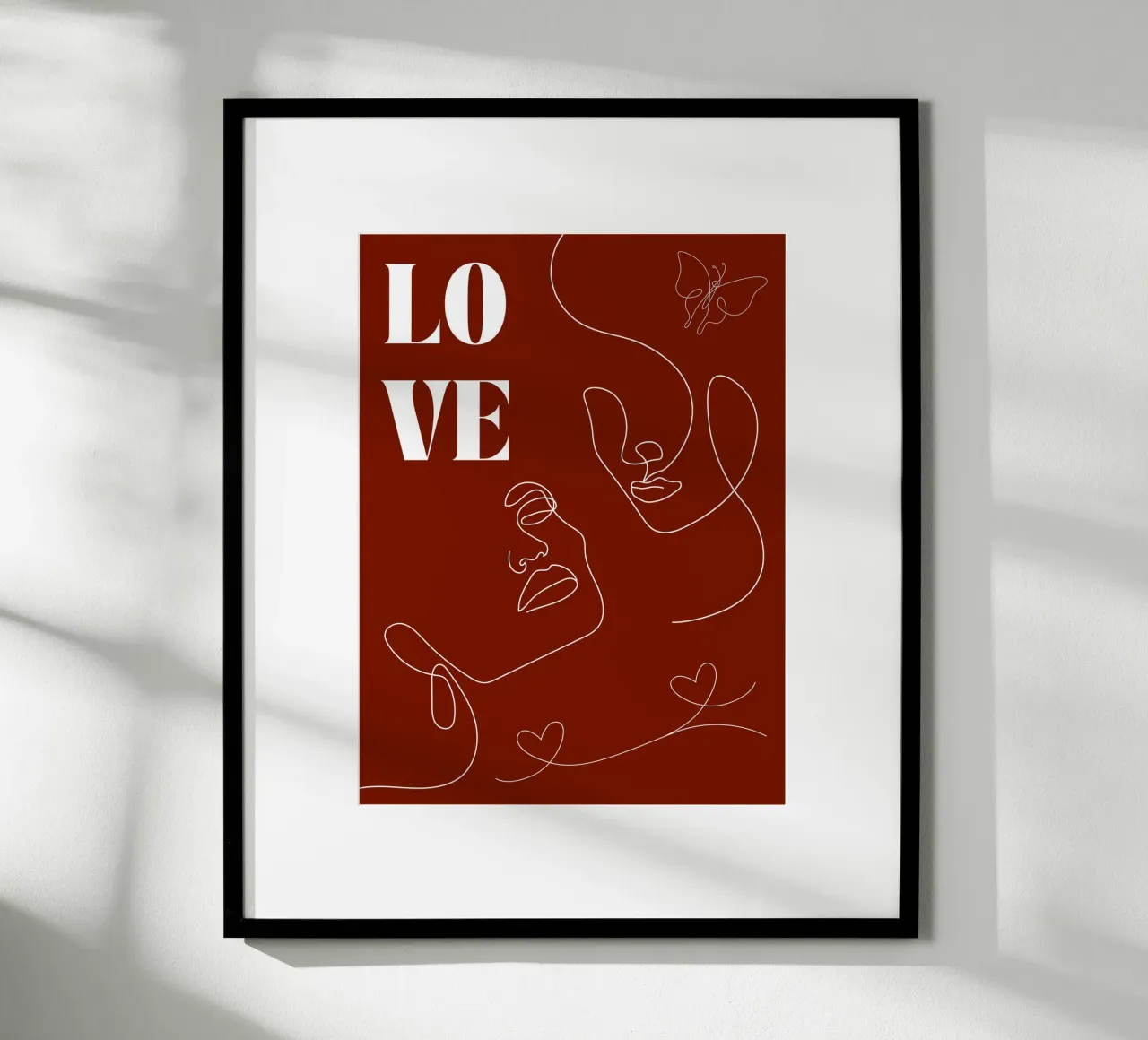 L'amour - un beau dessin au trait poster avec cadre en aluminium de Happy Mind Art