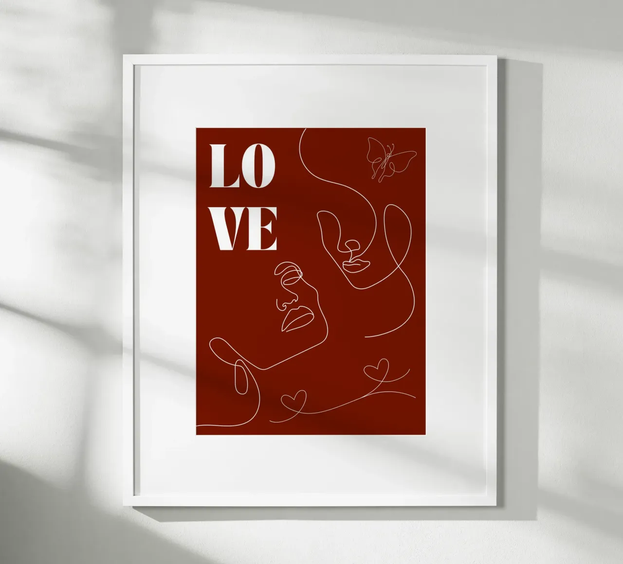 L'amour - un beau dessin au trait poster avec cadre en aluminium de Happy Mind Art