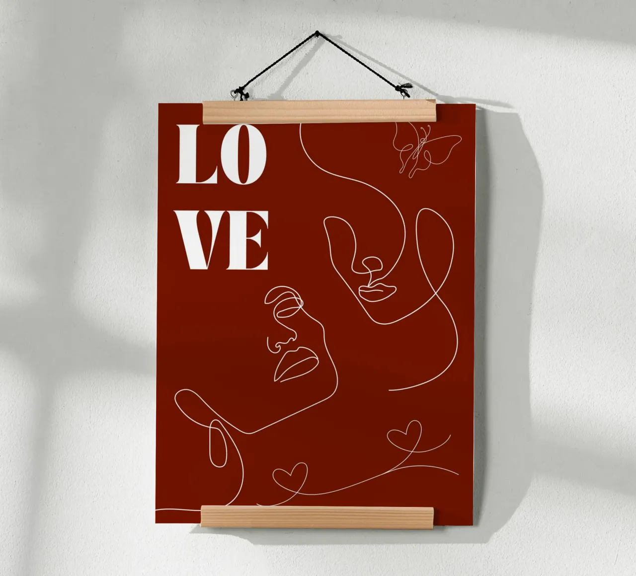 L'amour - un beau dessin au trait poster avec cadre en aluminium de Happy Mind Art