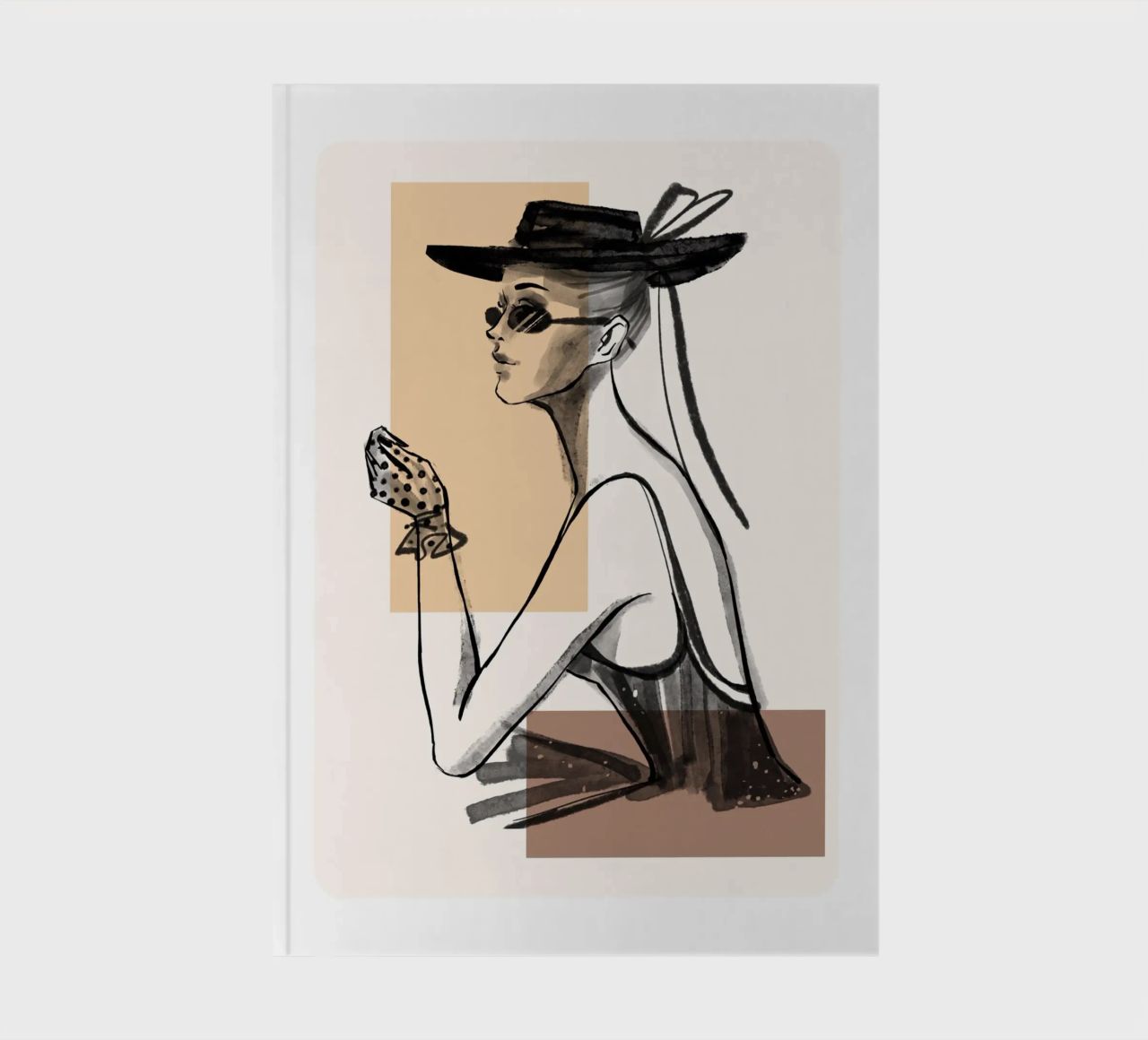 Woman with geometric shapes in the background notebook by ArtDesign by KBK