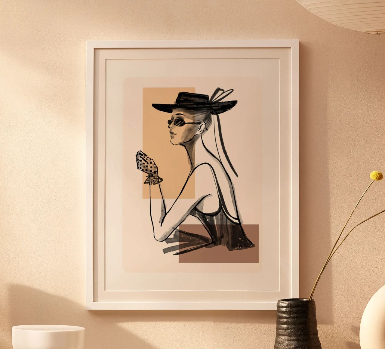 Woman with geometric shapes in the background poster by ArtDesign by KBK