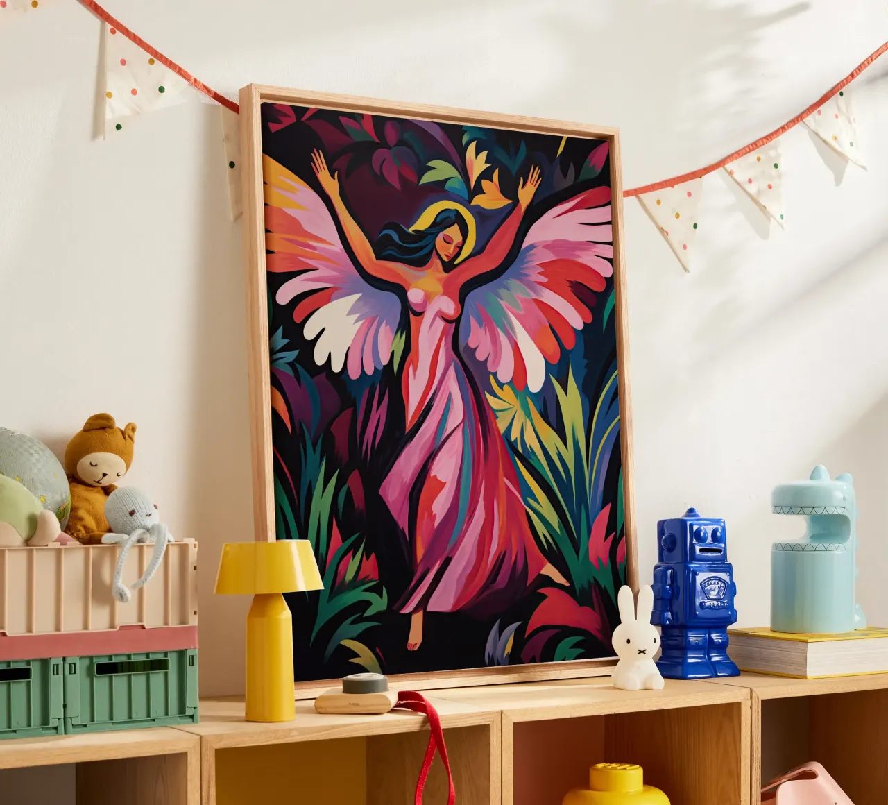 Tanzender Expressionismus Engel | Inspiriert von L. Kirchner Leinwand mit Schattenfugenrahmen von Autofocus