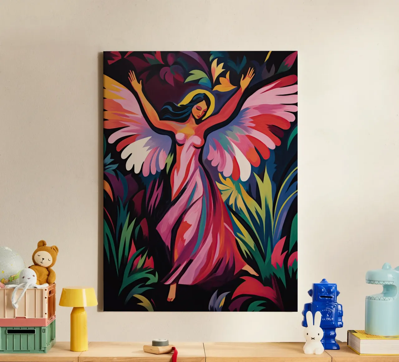 Tanzender Expressionismus Engel | Inspiriert von L. Kirchner Leinwand mit Schattenfugenrahmen von Autofocus