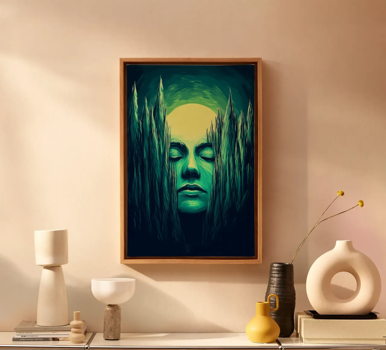 De slapende geest tussen bos en maanlicht canvas met Baklijst van melipo-art