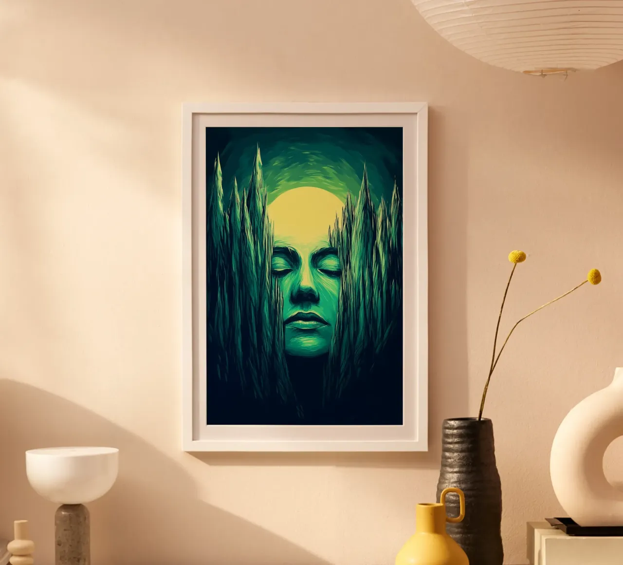 L'esprit endormi entre forêt et clair de lune poster avec cadre en plastique de melipo-art
