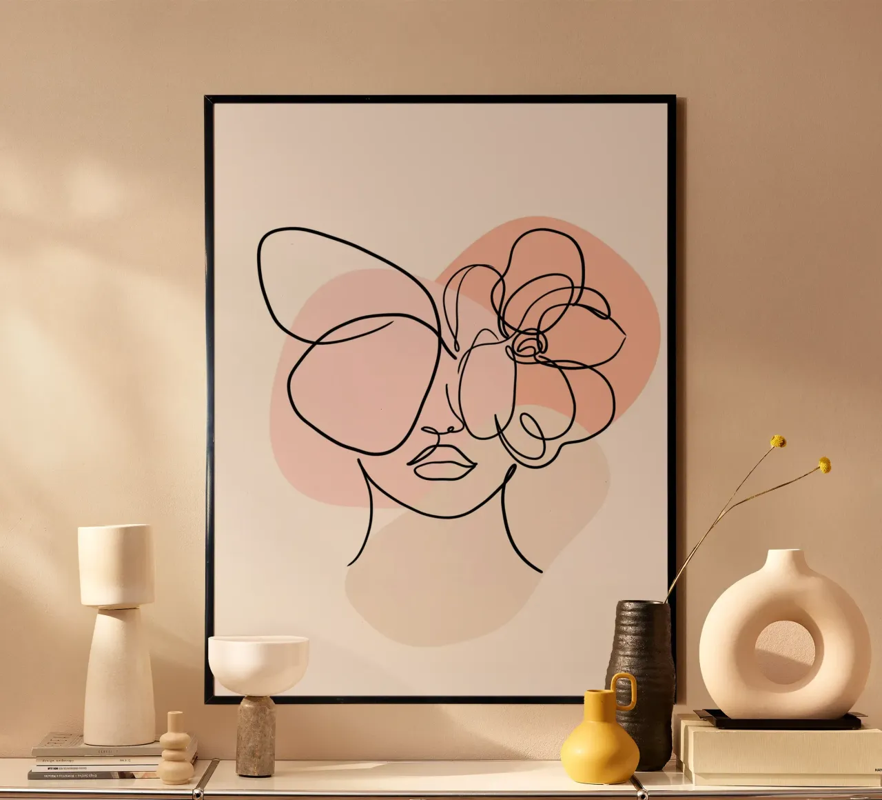 Donna nello stile di Line Art III poster con telaio in plastica da ArtDesign by KBK