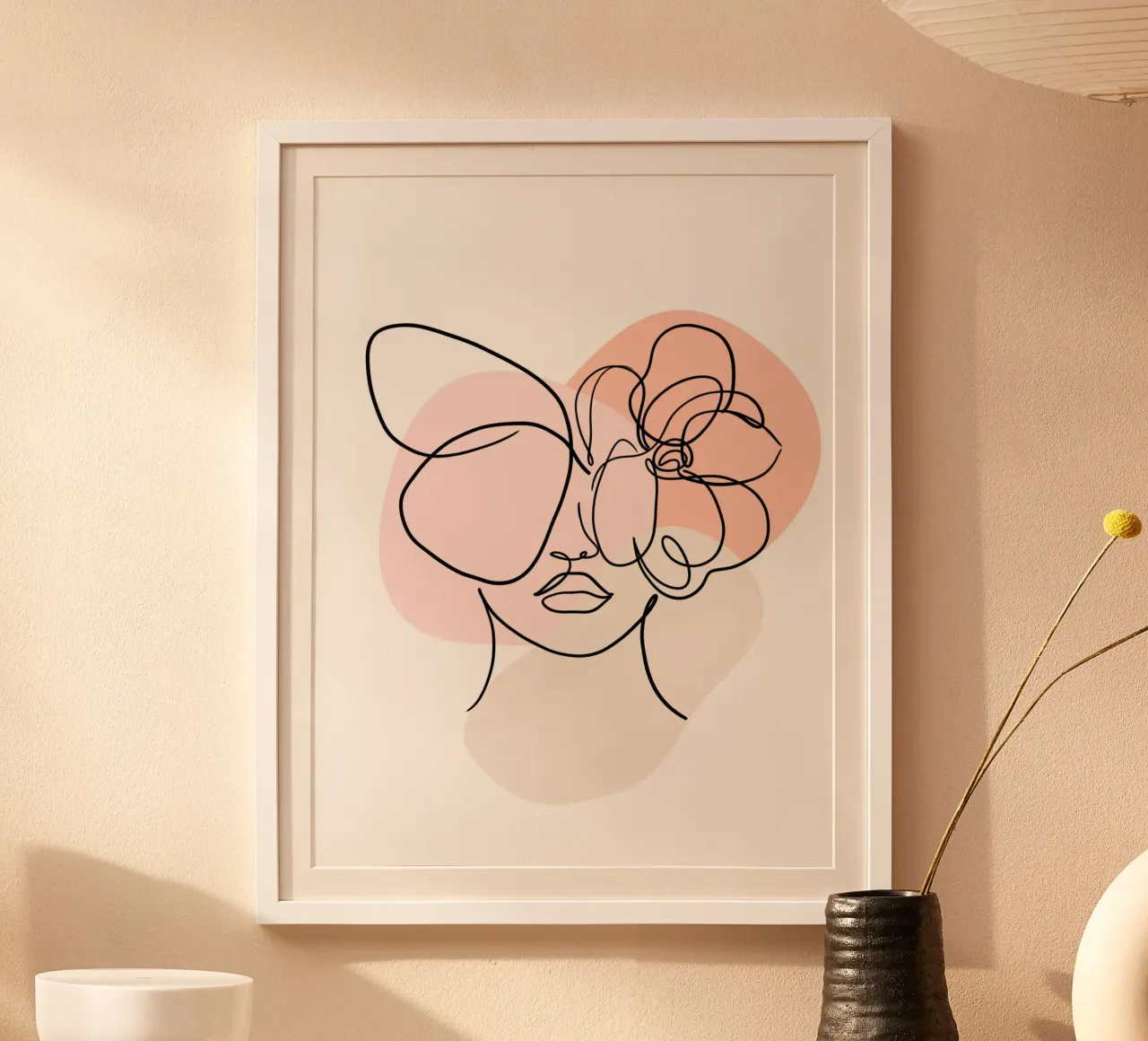 Donna nello stile di Line Art III poster con telaio in plastica da ArtDesign by KBK